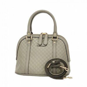 Gucci Handbag Micro Guccissima Leather Gray Champagne Gold 2-Way